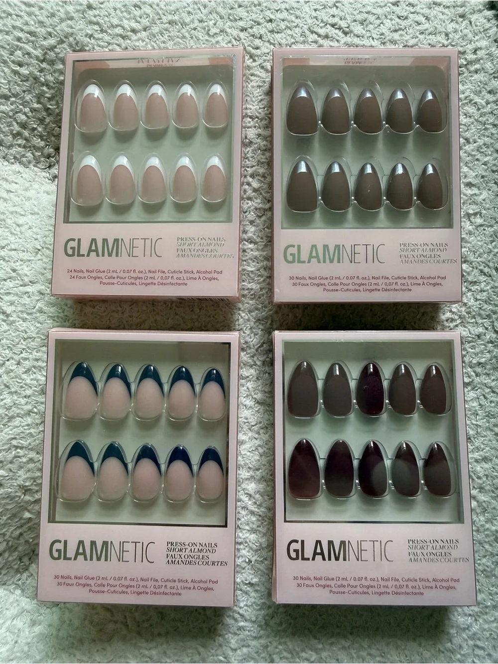 Glamnetic Press-On Nail Set - Nude with Color Tips (Blue, Brown, Plum)